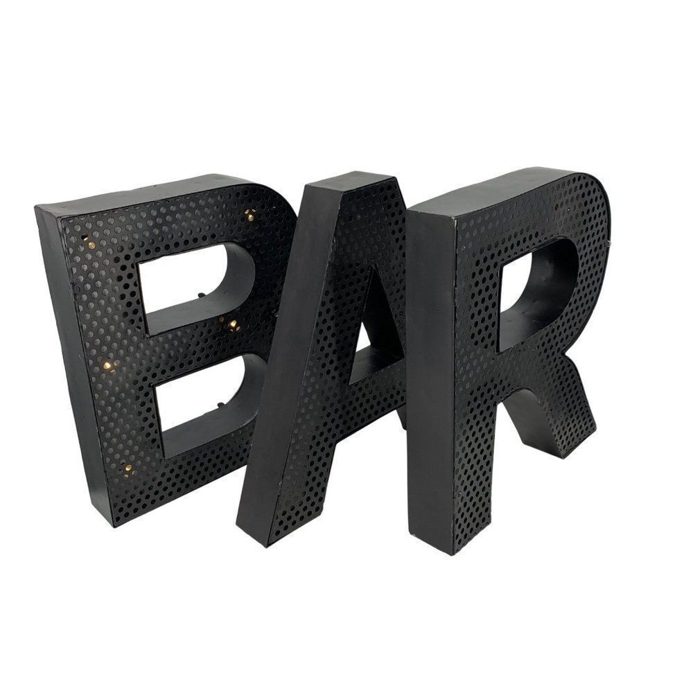 Metal BAR Letter Set Wall Decor XL 15" X 15" Each Battery Light Up Mancave